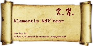 Klementis Nándor névjegykártya